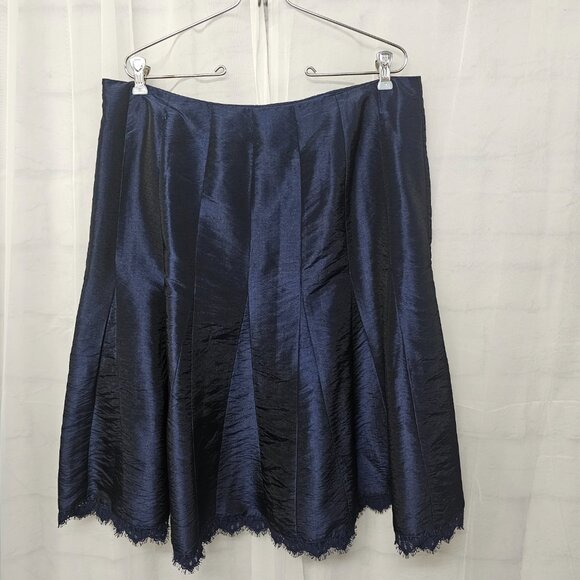 Lane Bryant Skirt Blue Satin Lace Coquette Whimsigoth A-line Pleated 14 - Picture 5 of 10